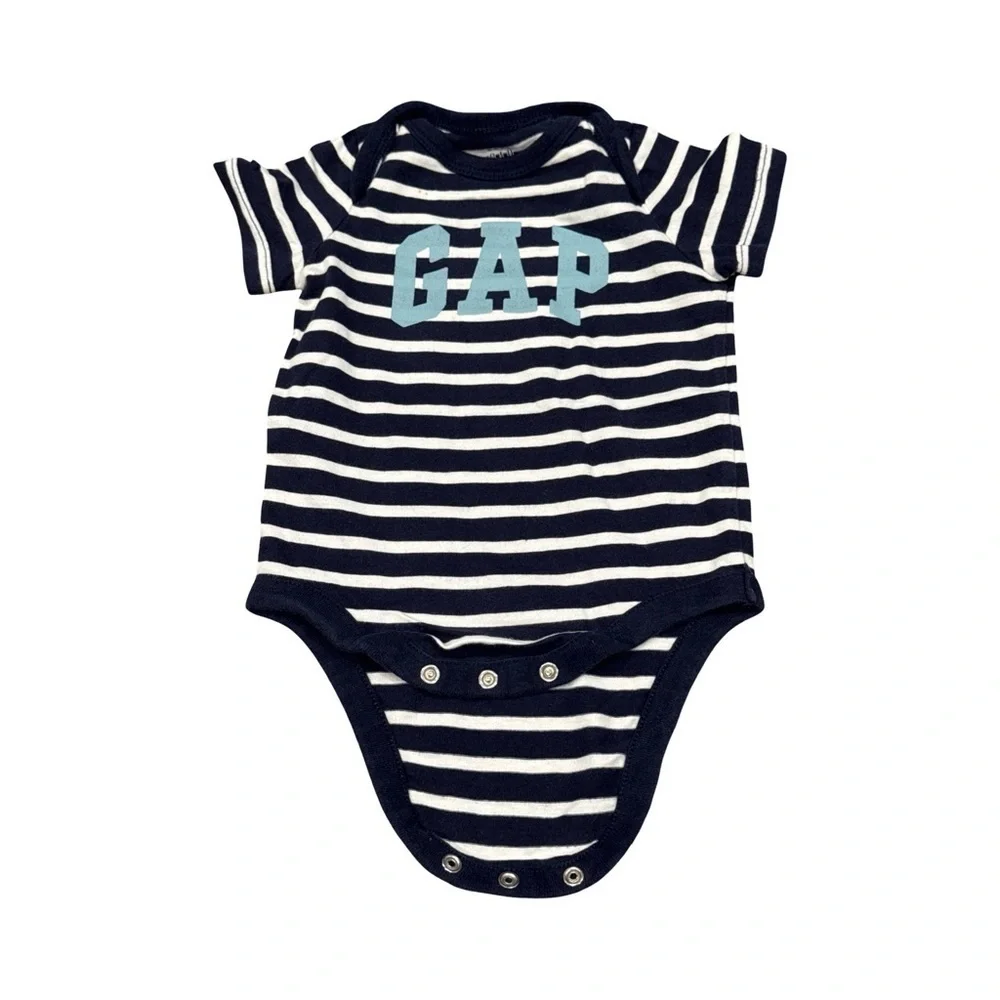 GAP Striped Navy and White Bodysuit Set Of 2